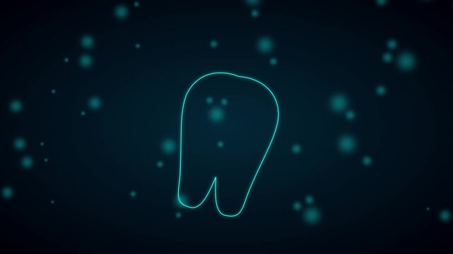 Glowing Tooth Outline Animation with Floating Particles