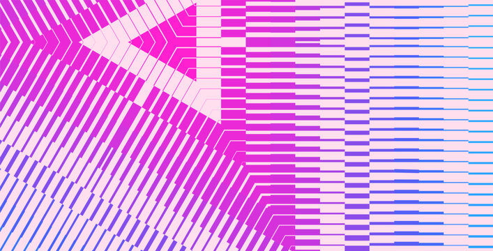 The geometric pattern forms a symmetrical triangle in the center. Overlay effect. Abstract lines create a dynamic image. Illustration for brochure, poster, cover, card, presentation, flyer or banner.