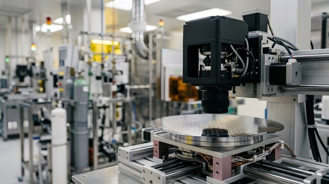 semiconductor wafer backside inspection camera mounted above precision inspection equipment for surface analysis and advanced chip manufacturing