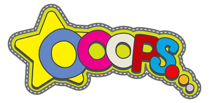 Oops patch. Pop art fabric sticker design