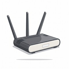 Fototapeta premium Vector illustration of a modern wireless internet router with three antennas isolated on white background