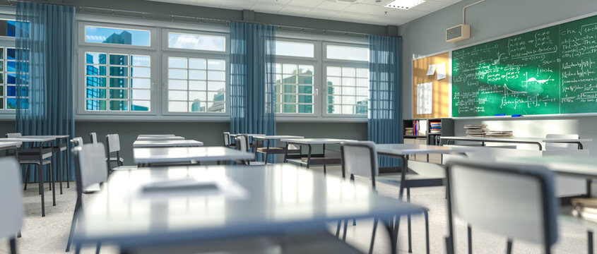 Empty classroom ready for learning 3d