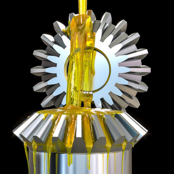 Lubricating metal bevel gears with oil