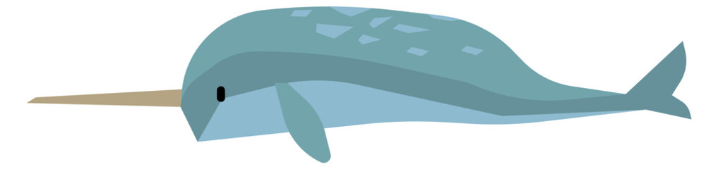 Narwhal color icon. Wild marine horn animal © MicroOne