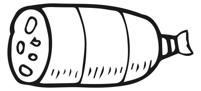 Mortadella doodle. Gourmet ham meat product drawing