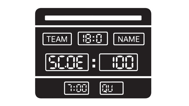 Minimalist black and white scoreboard vector icon displaying digital numbers