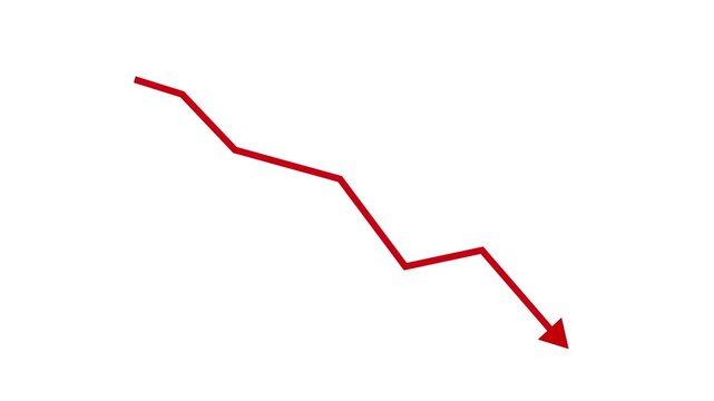 Animated Red Downward Arrow Chart Line for Stock Market Crash