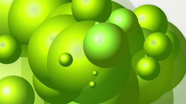 Abstract 3D green spheres animation motion background