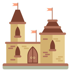 Obraz premium Old castle flat icon. Fairytale stone towers