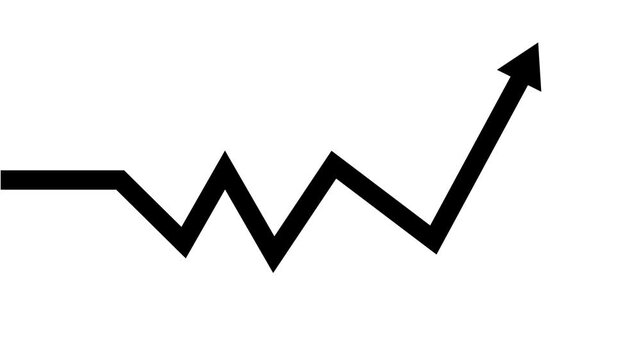 Abstract arrow growth chart of economy icon animated down to up arrow animation direction animation on white background.