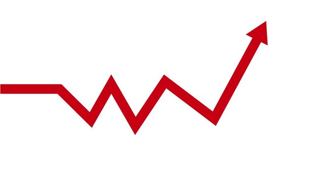 Abstract arrow growth chart of economy icon animated down to up arrow animation direction animation on white background.