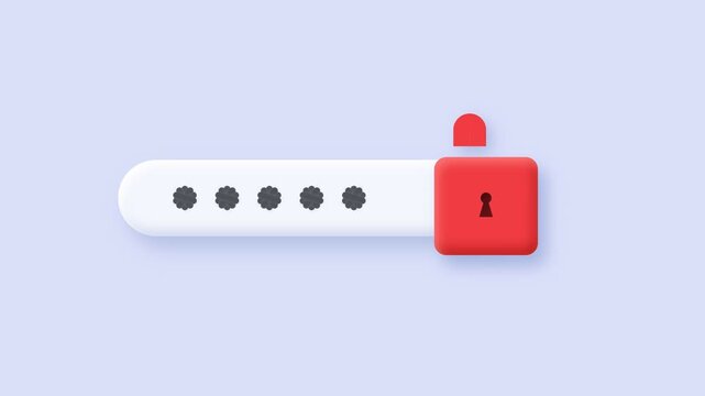 Secure Password Input with Red Lock Icon Animation