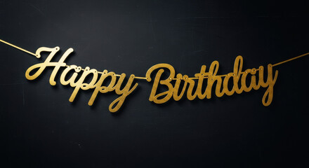 Fototapeta premium Happy birthday golden text isolated on transparent background