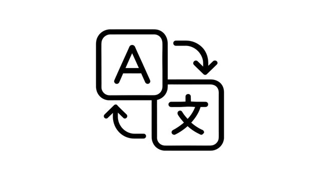 Language translation icon with letters for global communication project.