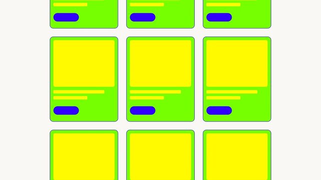 Flat Motion Graphics Grid Of Product Cards For User Interface Interaction