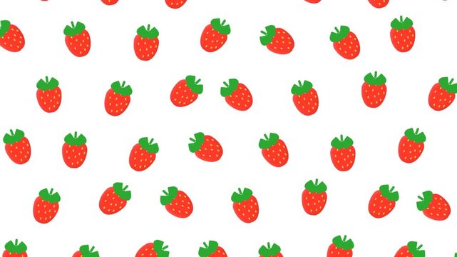 Animated Cute Strawberries Seamless Pattern Background