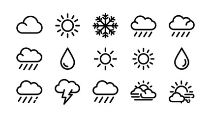 Obraz premium Weather icon set featuring meteorological symbols for forecast