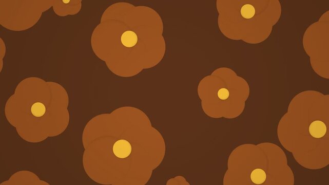 Animated Brown Floral Pattern with Yellow Centers Loop