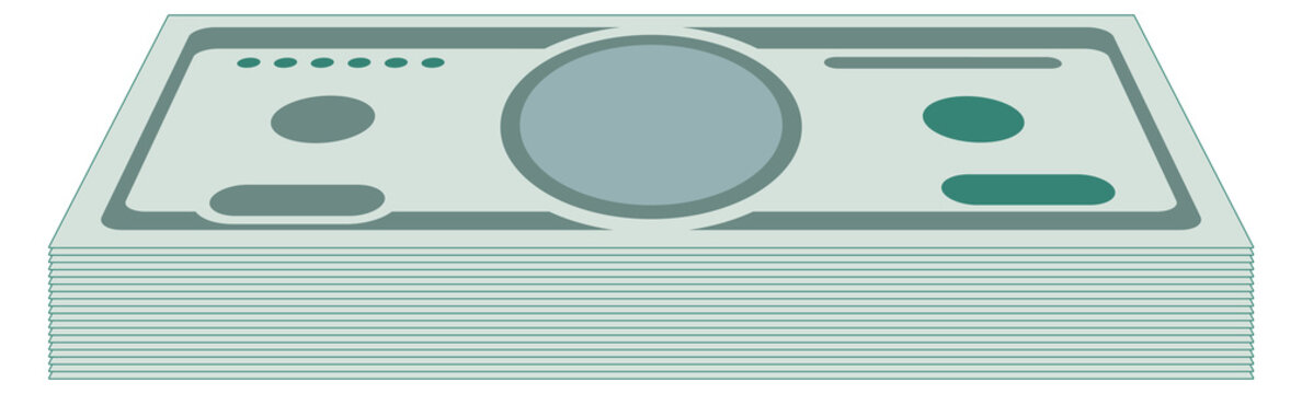 Green paper money bill stack. Cash pack
