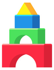 Obraz premium Color block toy. Kid construction game cartoon icon
