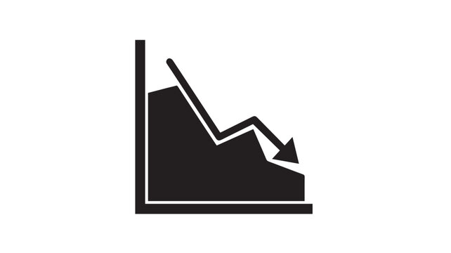 A downward trending graph with a sharp decline indicated by an arrow, illustrating a business recession, financial loss, or negative performance trend.
