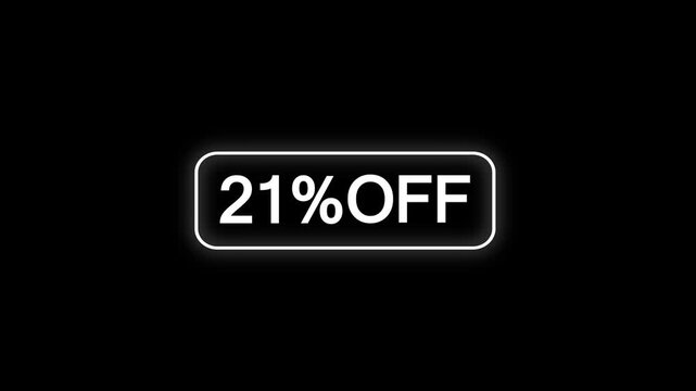 Animated Red 21% OFF Discount Offer Text animation with Frame Isolated on black Background, Perfect for E-Commerce Retail Sales Campaigns, Black Friday Promos, and Digital Marketing Advertisements