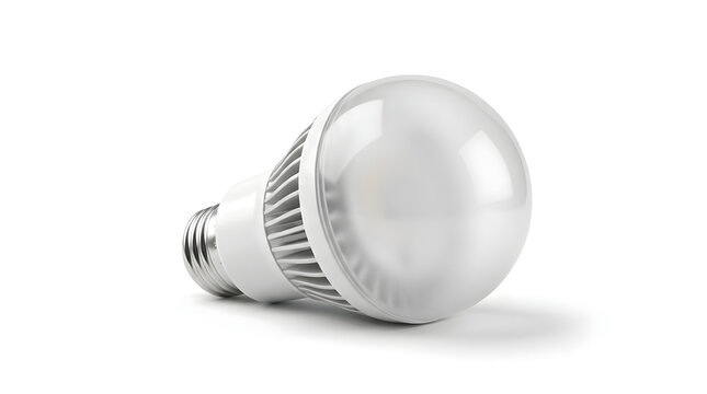 Energy efficient modern LED light bulb isolated on a clean white background for sustainable lighting solutions.
