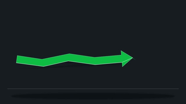 Green 3D Arrow Pointing Right - Business Growth Motion Graphic on Black Background