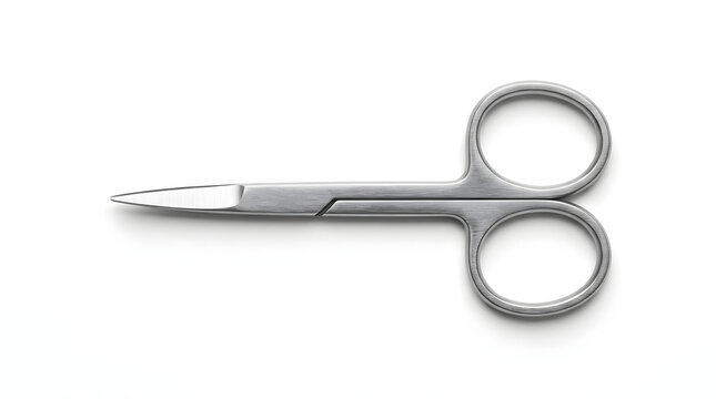 Professional stainless steel manicure scissors for precise nail care and grooming isolated on a clean white background.