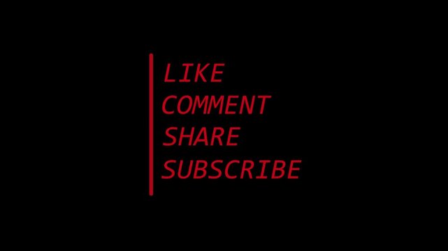 subscribe like comment share button animation taxt icon on a transparent channel Animated YouTube Subscribe like share comment Button