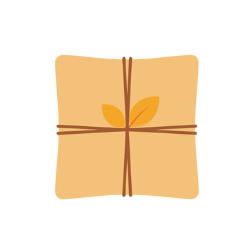 Gift box with leaves and string