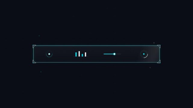 Futuristic hud user interface with audio equalizer and slider