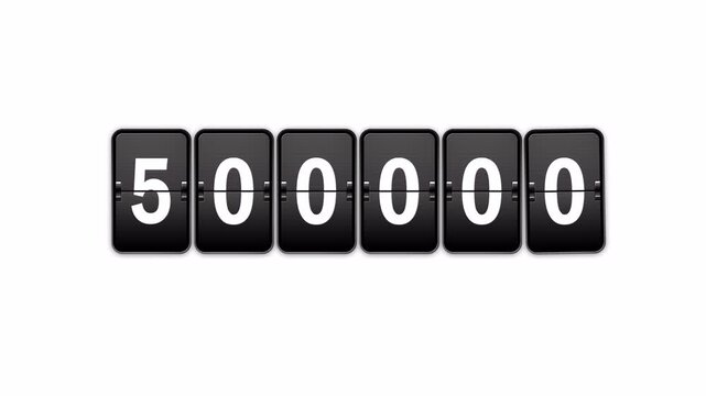 4K Looping Airport Flip Board Animation Displaying 500000 Achievement Counter