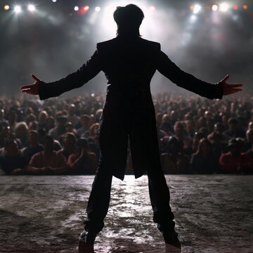 Intriguing Illusion Unfolding as Magician Enchants an Astonished Audience with Sleight of Hand and Mysterious Props