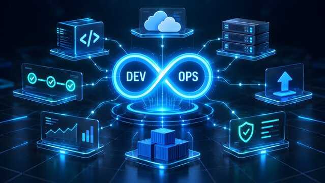 DevOps Software Lifecycle Architecture Platform Showing Continuous Deployment Network