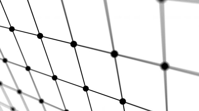 animation perspective grid lines and dots connect background. technology connection digital data and geometric network. technology network grid background.