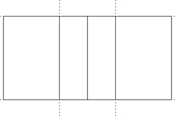 Fototapeta premium Simple top view volleyball court diagram showing the playing area, center line, attack lines, and boundary markings. Clean black outline isolated on white, suitable for sports graphics, coaching