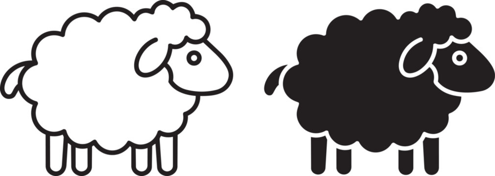 sheep farm animal icon line and solid style vector illustration