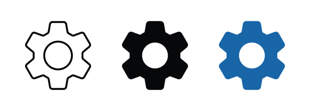 Settings gear icon with cogwheel for app, UI and website. Vector symbol