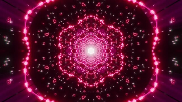 Pink Heart Reactor Kaleidoscopic Particle Tunnel 4K Loop
