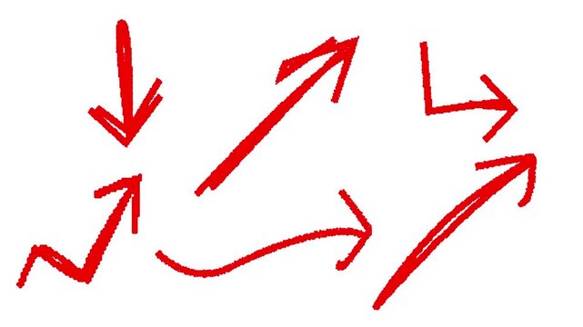 Animated Hand-Drawn Red Arrow Sketch Set on White Background, Ideal for Explainer Videos, Business Presentations, and Educational Motion Graphics
