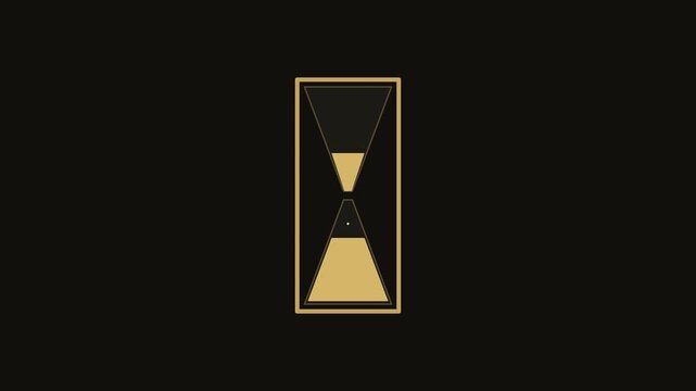 Golden minimal hourglass animation with trickling sand on dark background