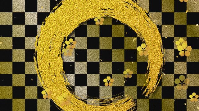 plum 01 gold brush circle thick01 gold confetti gold fall pattern01 ichimatsu pattern loop （gold black background）01