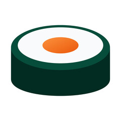 Single maki sushi roll with nori and orange filling for Japanese cuisine. © Ai Studio 