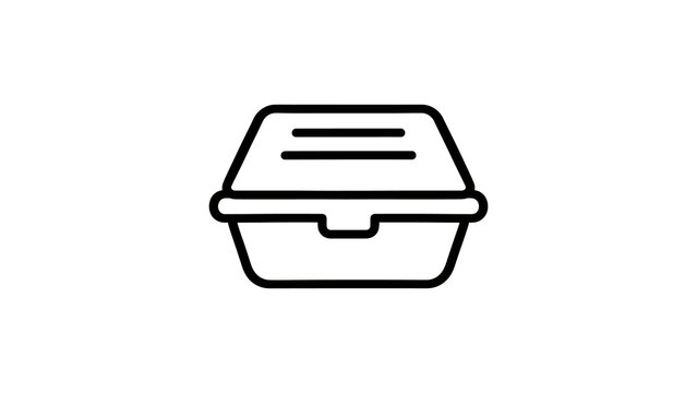 Disposable food takeaway container icon for lunch packaging and catering.