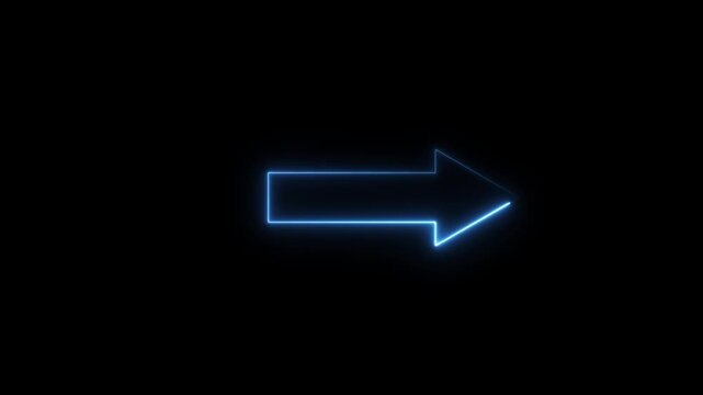 Blue arrow expands and contracts on a black background