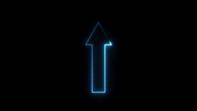 Neon arrow pulses and fades against a black background