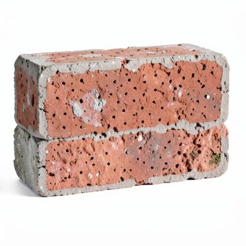Fire brick made from heatresistant stone materials for furnace linings, isolated on white background