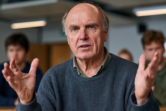 Engaging Mentor Guiding Diverse Students During Interactive Workshop in Vibrant Classroom