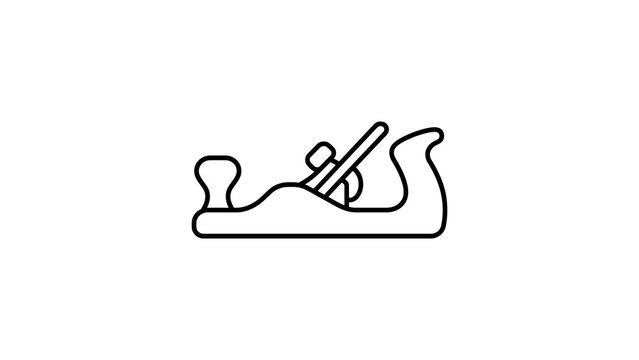 Wooden hand plane tool black line icon for professional carpentry works.